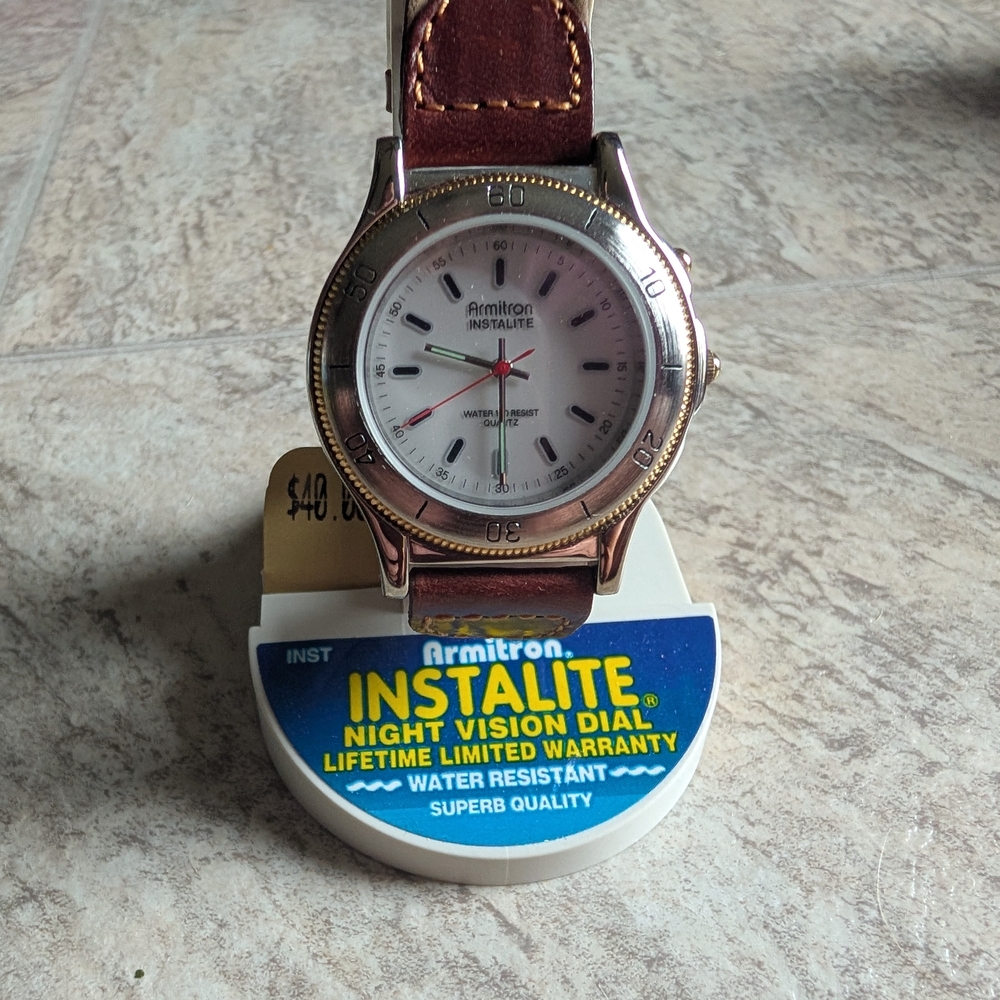 Armitron Silver and Brown Smartwatch with Leather Strap